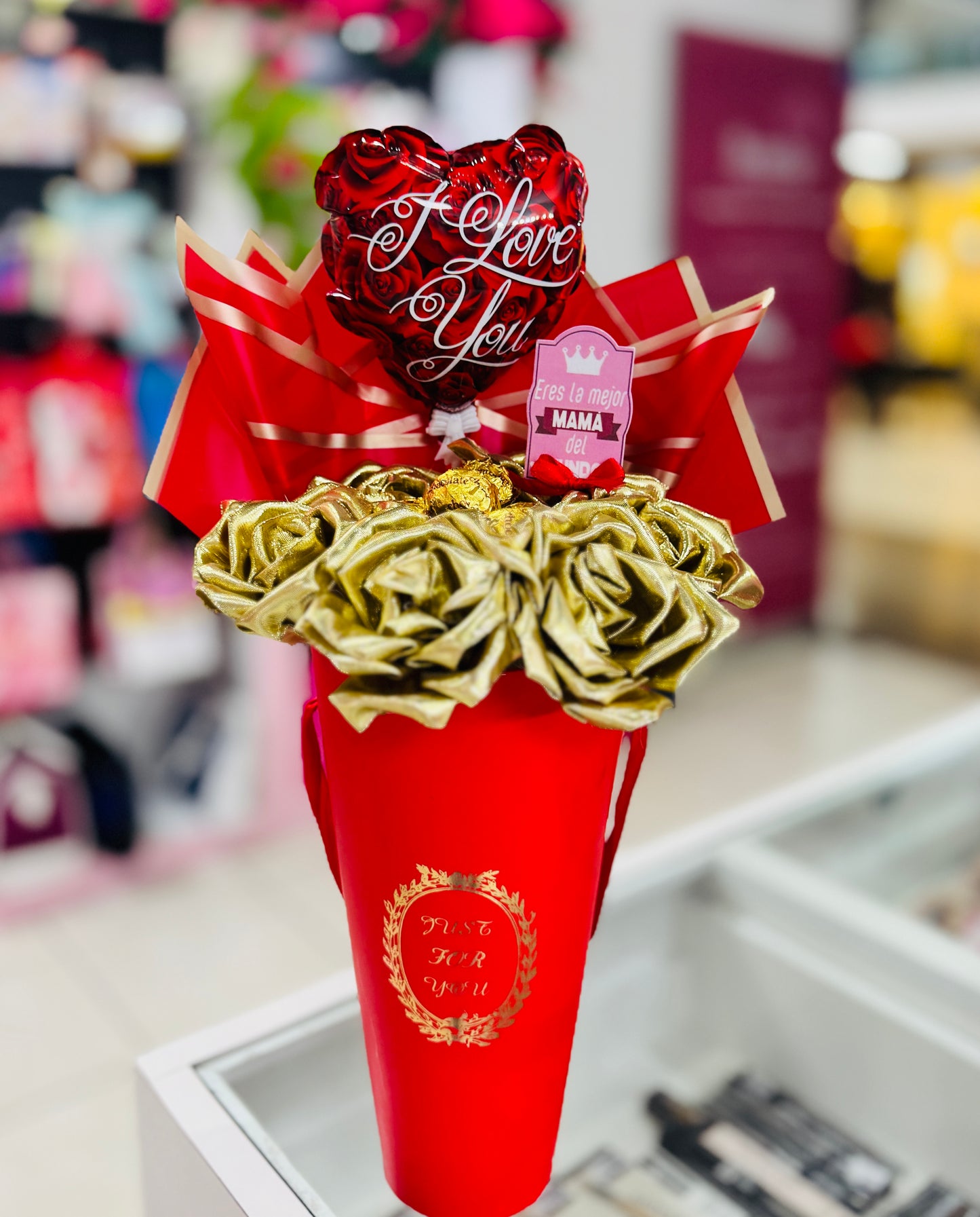 Ramos Rosas Eternas con globo