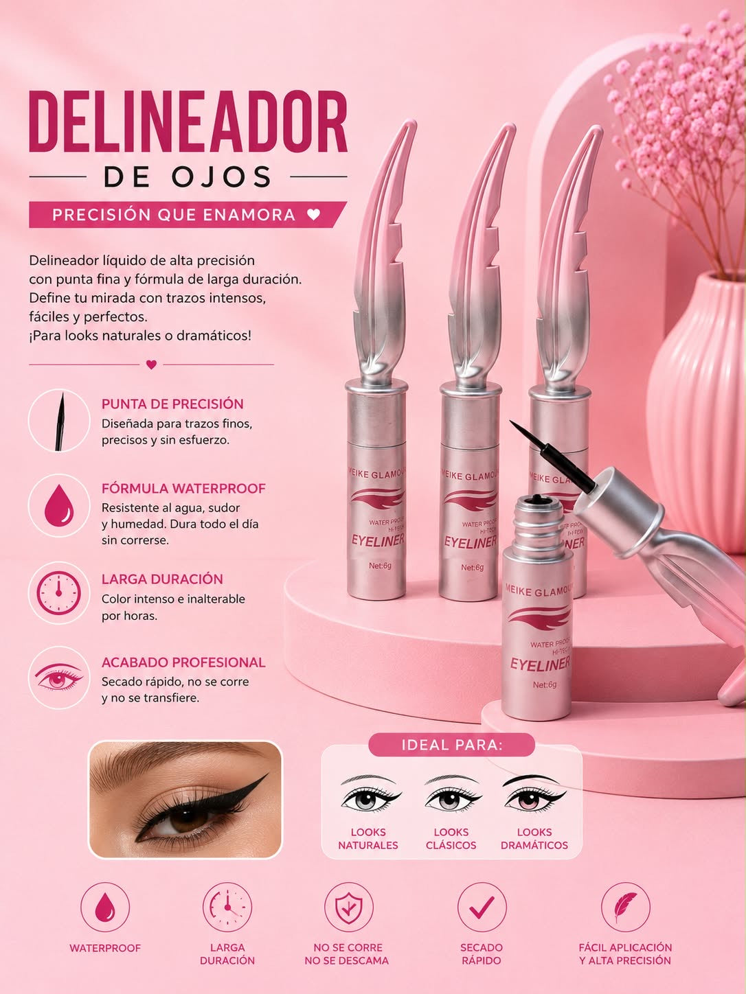 Moccalure Meike Delineador Liquido Negro