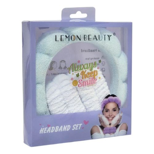 LEMON BEAUTY - KIT DE CUIDADO FACIAL, DIADEMA Y MUÑEQUERA PARA SKIN CARE, MAQUILLAJE O SPA