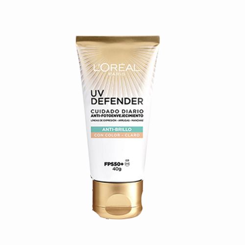 L'Oréal Paris protector UV defender FPS 50+ anti brillo con color