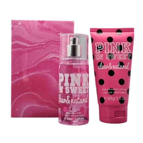 SET PINK IN SWEET CLEAR & NATURAL SPLASH 88ML, BODY LOTION 88G (M)