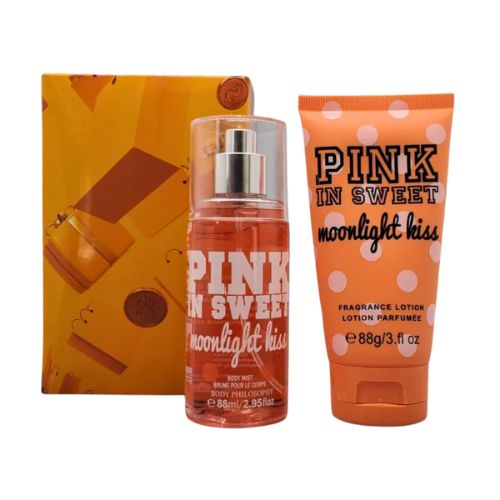 SET PINK IN SWEET MOONLIGHT KISS SPLASH 88ML, BODY LOTION 88G (M)